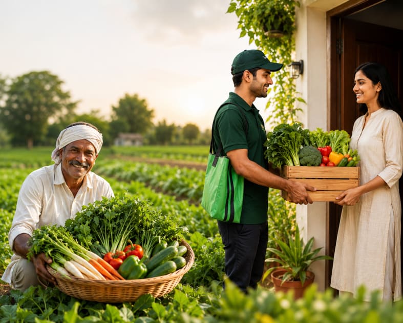 Farmer with vegetables